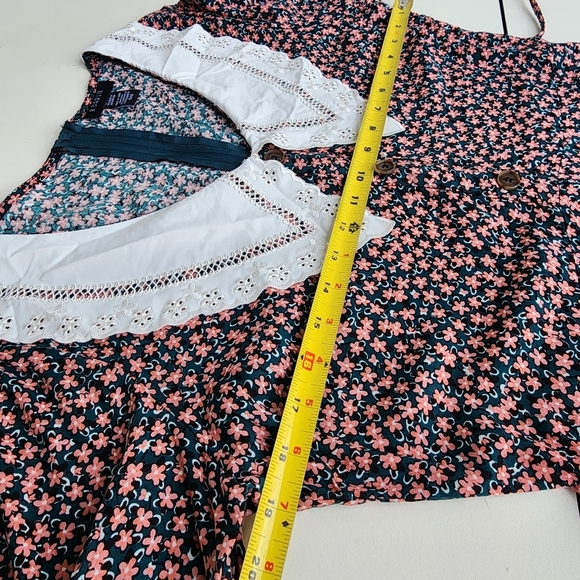 NWT $60 B DARLIN Womens Pink Black Crochet-trim Collar Mini Dress 13/14 - Picture 15 of 16